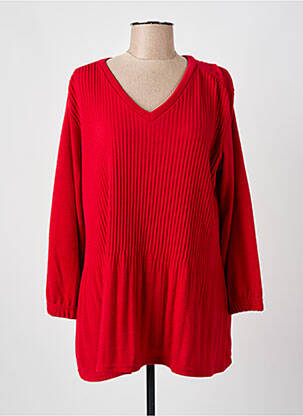 Pull col v manches longues rouge FRANCK ANNA femme