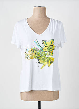 T-shirt col v manches courtes blanc PAUSE CAFE femme