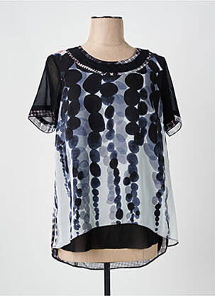 Top imprimé fantaisie manches courtes noir IMPULSION femme