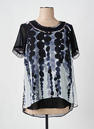 Top imprimé fantaisie manches courtes noir IMPULSION femme
