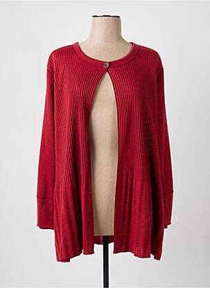 Gilet manches longues col rond rouge FRANCK ANNA femme