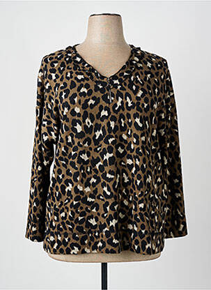 Pull col v manches longues marron FRANCK ANNA femme