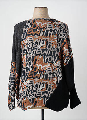 Pull coupe droite manches longues noir FRANCK ANNA femme