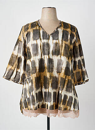 Top imprimé fantaisie manches 3/4 vert FRANCK ANNA femme