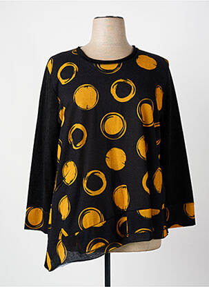 Pull col rond manches longues noir FRANCK ANNA femme