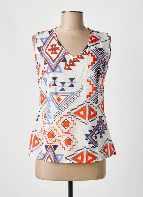 Top imprimé fantaisie sans manche blanc MERI & ESCA femme