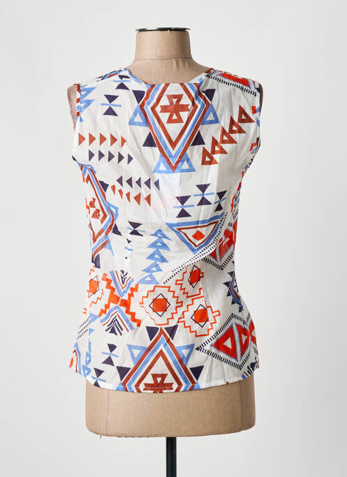 Top imprimé fantaisie sans manche blanc MERI & ESCA femme