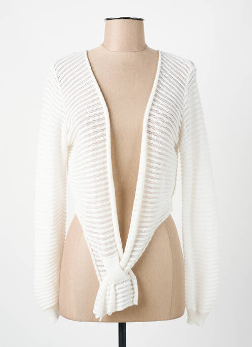 Gilet manches longues coupe cintrée blanc COULEURS DU TEMPS femme
