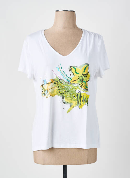 T-shirt col v manches courtes blanc PAUSE CAFE femme