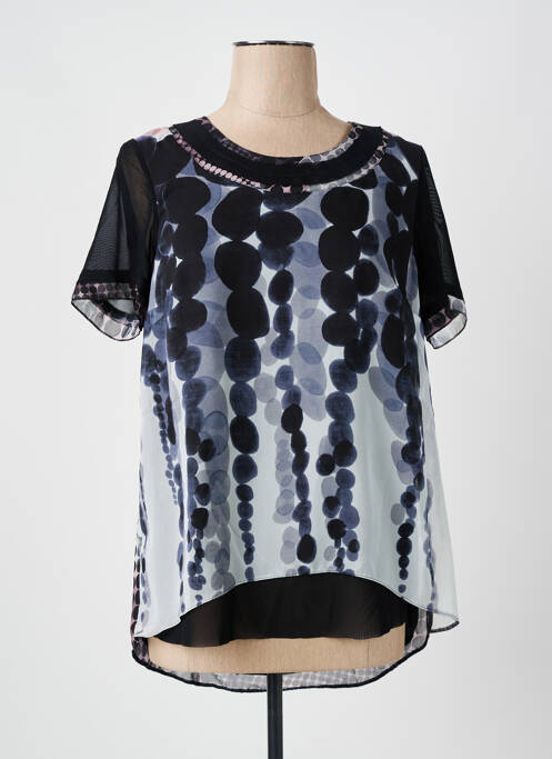 Top imprimé fantaisie manches courtes noir IMPULSION femme