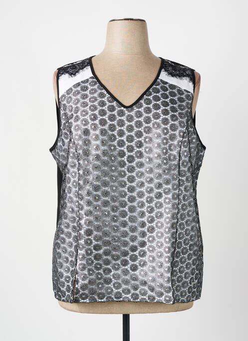 Top imprimé fantaisie sans manche noir FRED SABATIER femme