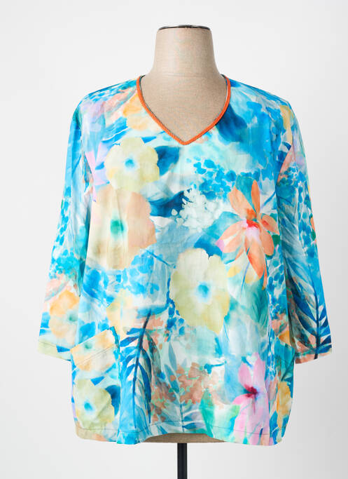 Blouse imprimé fantaisie manches 3/4 bleu FRANCK ANNA femme