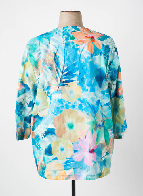 Blouse imprimé fantaisie manches 3/4 bleu FRANCK ANNA femme