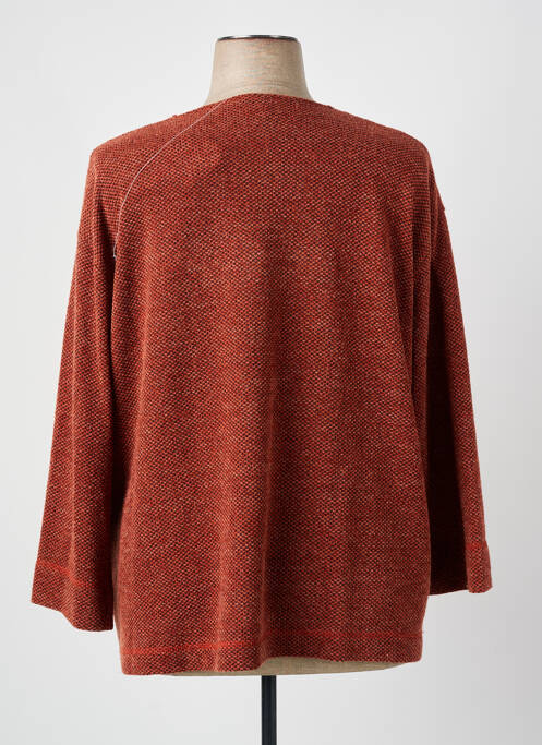 Pull col v manches 3/4 marron FRANCK ANNA femme