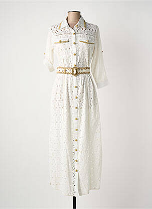 Robe longue coupe cintrée manches 3/4 beige FUEGO WOMAN femme