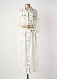 Robe longue coupe cintrée manches 3/4 beige FUEGO WOMAN femme
