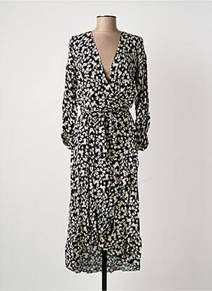 Robe longue manches longues manches longues noir COULEURS DU TEMPS femme