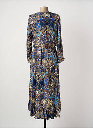 Robe mi-longue manches longues manches longues bleu COULEURS DU TEMPS femme