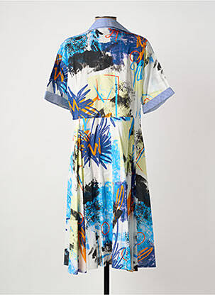 Robe mi-longue imprimé fantaisie manches courtes bleu FRANCK ANNA femme