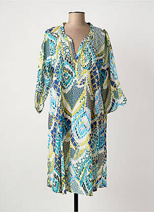 Robe mi-longue manches 3/4 manches 3/4 bleu FRANCK ANNA femme