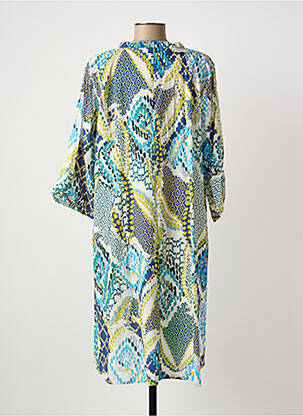 Robe mi-longue manches 3/4 manches 3/4 bleu FRANCK ANNA femme