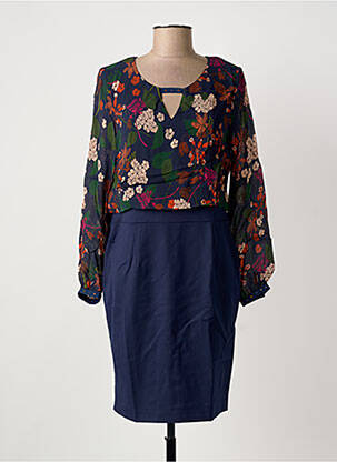 Robe courte manches longues manches longues bleu PAUSE CAFE femme