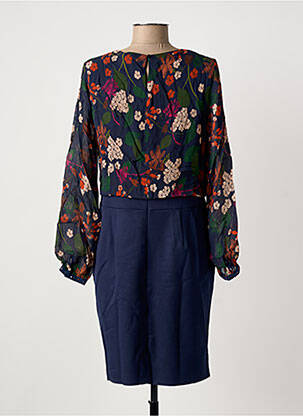Robe courte manches longues manches longues bleu PAUSE CAFE femme