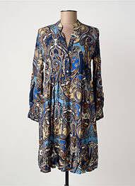 Robe courte manches longues manches longues bleu COULEURS DU TEMPS femme