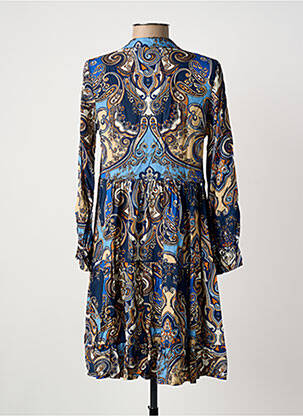 Robe courte manches longues manches longues bleu COULEURS DU TEMPS femme