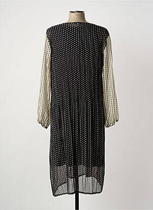 Robe mi-longue coupe fluide manches longues noir FRANCK ANNA femme