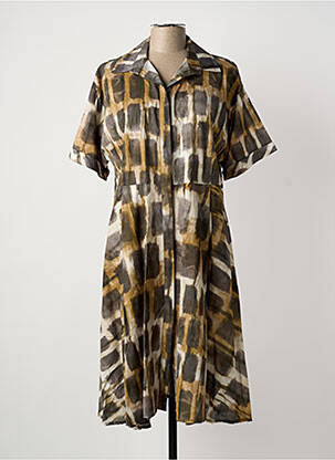 Robe mi-longue imprimé fantaisie manches courtes gris FRANCK ANNA femme