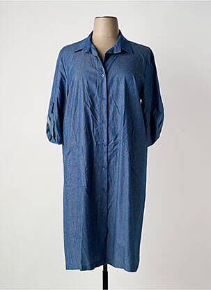 Robe mi-longue manches 3/4 manches 3/4 bleu FRANCK ANNA femme