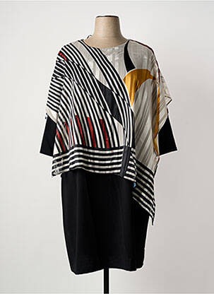 Robe mi-longue manches 3/4 manches 3/4 noir IMPULSION femme