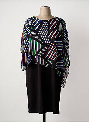 Robe mi-longue manches 3/4 manches 3/4 noir IMPULSION femme