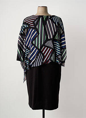 Robe mi-longue manches 3/4 manches 3/4 noir IMPULSION femme