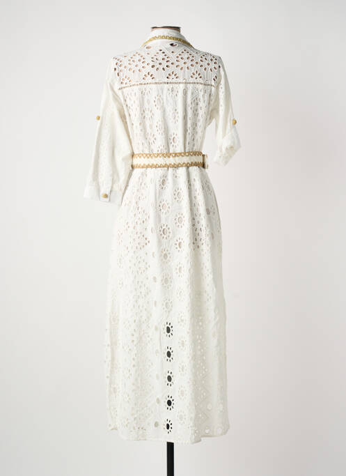Robe longue coupe cintrée manches 3/4 beige FUEGO WOMAN femme