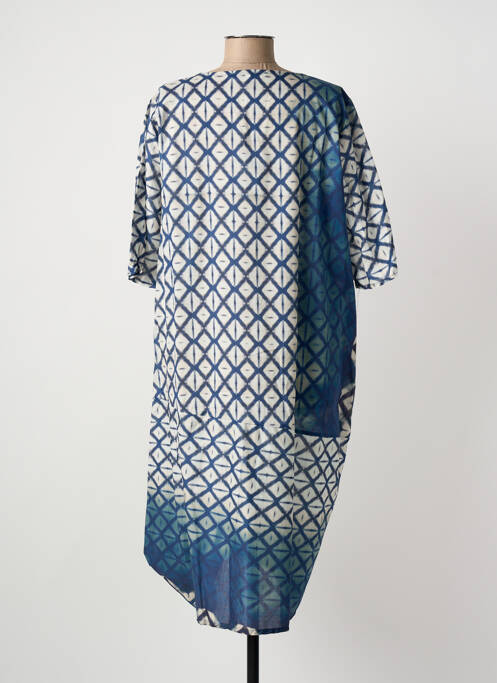 Robe mi-longue manches 3/4 manches 3/4 bleu FRANCK ANNA femme