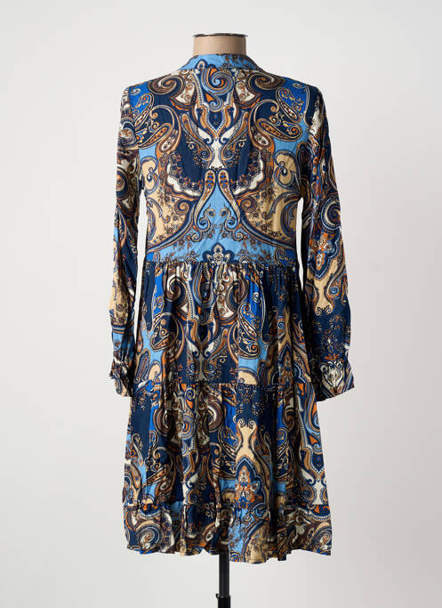 Robe courte manches longues manches longues bleu COULEURS DU TEMPS femme