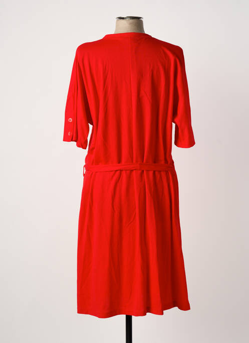 Robe mi-longue tissage crêpe manches courtes rouge FRANCK ANNA femme