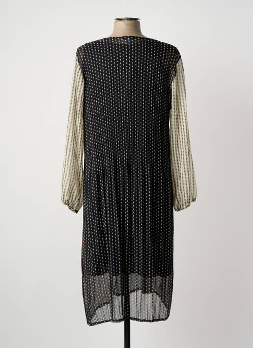 Robe mi-longue coupe fluide manches longues noir FRANCK ANNA femme