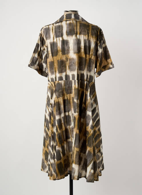 Robe mi-longue imprimé fantaisie manches courtes gris FRANCK ANNA femme
