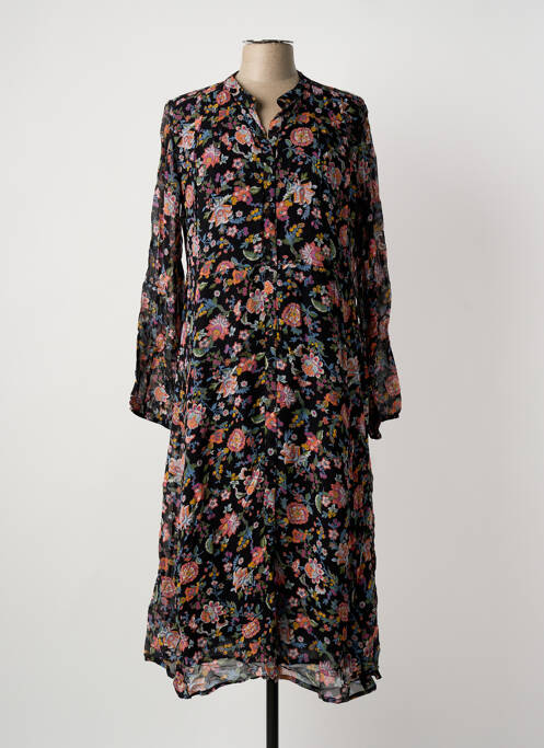 Robe longue imprimé fleurs manches longues noir AGATHE & LOUISE femme