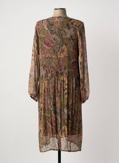 Robe mi-longue manches longues manches longues vert FRANCK ANNA femme