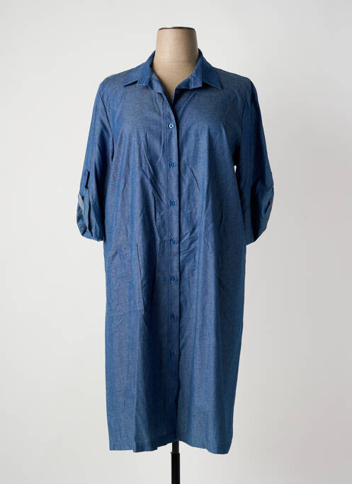 Robe mi-longue manches 3/4 manches 3/4 bleu FRANCK ANNA femme