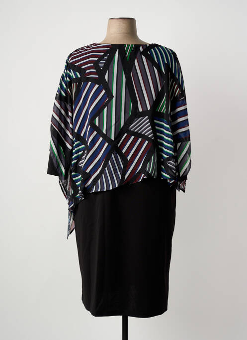 Robe mi-longue manches 3/4 manches 3/4 noir IMPULSION femme