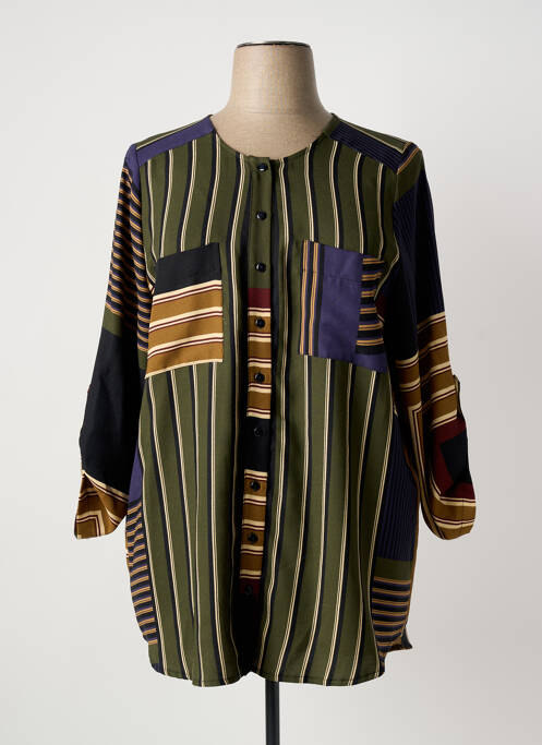 Tunique manches longues tissage crêpe vert FRED SABATIER femme