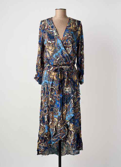 Robe mi-longue bleu COULEURS DU TEMPS femme