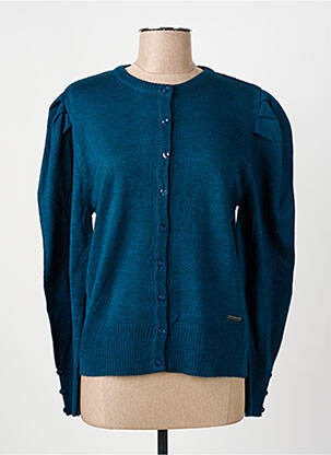 Gilet manches longues col rond bleu AGATHE & LOUISE femme