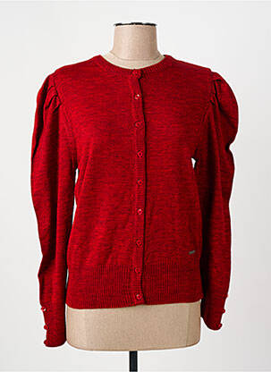 Gilet manches longues col rond rouge AGATHE & LOUISE femme