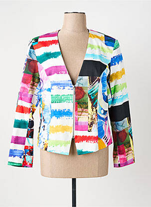 Veste chic col v bleu PAUSE CAFE femme